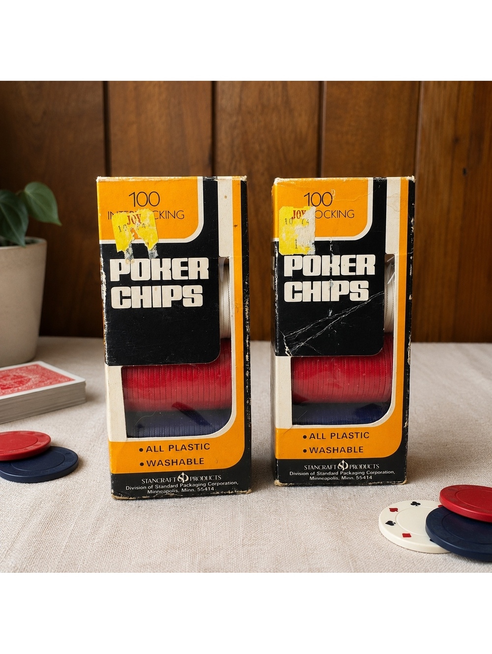 Vintage Hoyle Poker Chips Lot 200 Interlocking Plastic Chips Original Boxes